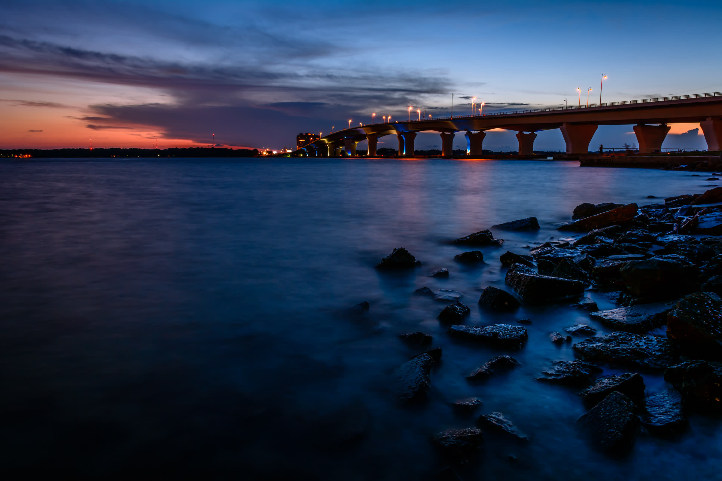 The waterfront and downtown skyline of Panama City, Florida